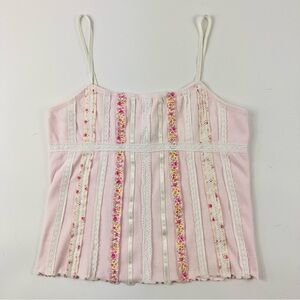 Vintage Moda International Victoria’s Secret Pink Floral Shabby Chic Cami